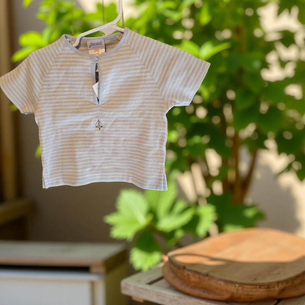 1 Jacadi Striped Kids Shirt - Blue and White size 6 months